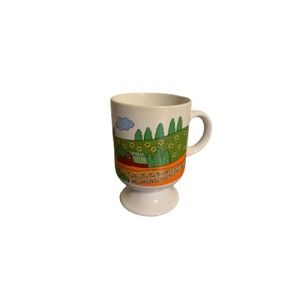 Vintage Made in Korea Farm Motif Ceramic Mug